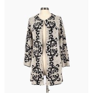 ANTHROPOLOGIE Solitaire Womens Cardigan Long Knit Small White Black